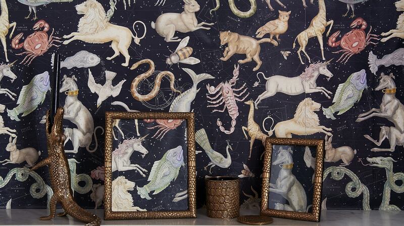 House of Hackney’s Cosmos  features hand-painted illlustrations of creatures synonymous with each of the 12 astrological signs.