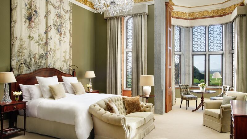 Lady Caroline Dunraven Suite, which  overlooks the gardens and golf course, costs from €2,750 per night