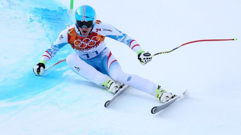 Matthias Mayer on his gold medal run in the  Alpine Skiing Men’s Downhill at the Sochi 2014 Winter Olympic Games at Rosa Khutor Alpine Centre   in Sochi, Russia. Photograph:  Alexis Boichard/Agence Zoom/Getty Images