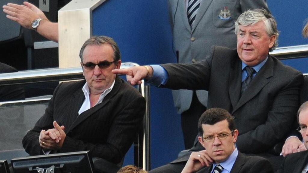 Joe Kinnear (right) with Derek Llambias (left) during the 2008-2009 season. Photograph: Owen Humphreys/PA Wire