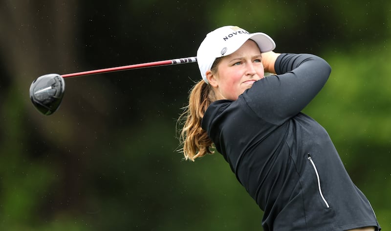 Lottie Woad drives during the final round of the 
KPMG Women's Irish Open at Carton House. Photograph: Laszlo Geczo/Inpho
