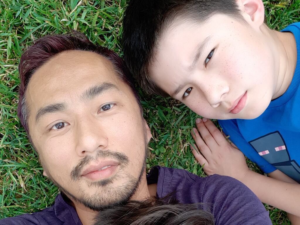 Peter Pudaite and his sons. The boys stay half the time with Pudaite and half with their mother.