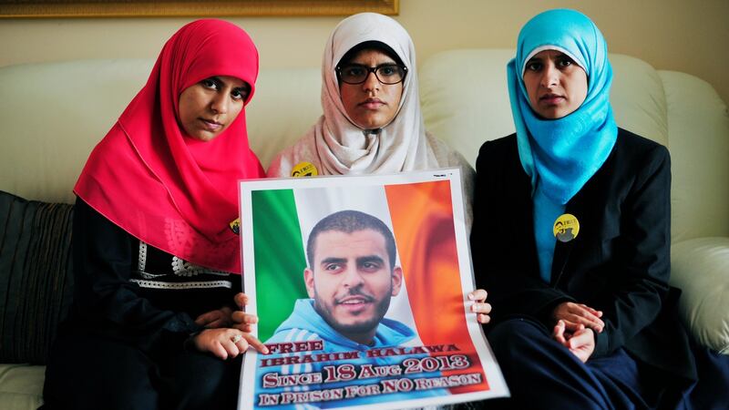 Omaima (left) Fatima and Somaia Halawa sisters of Ibrahim Halawa aged 18 who is currently in Prison in Egypt, pictured in their home in Dublin.Photograph: Aidan Crawley/The Irish Times