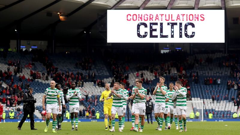 Celtic are through to the Scottish Cup final after a 3-0 win ovre Aberdeen at Hampden Park. Photograph: Ian MacNicol/Getty