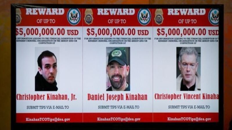 A poster offering rewards for information that would lead to the conviction of any of the three Kinahans or for significant information that could degrade the cartel