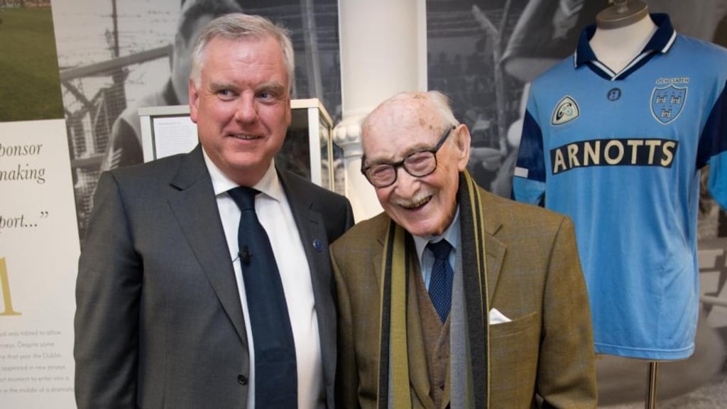 Arnotts managing director Donald McDonald and former employee Gerry Nolan, who began working in the Dublin department store in 1947. Photograph: Tom Honan.