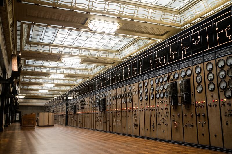 Battersea Power Station: Control Room A has art-deco flourishes and a herringbone parquet floor. Photograph: James Parsons/Backdrop Productions