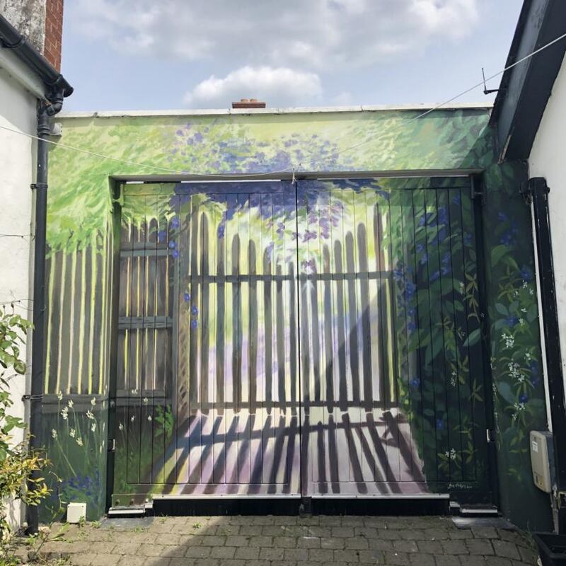 Garden gate mural by Fran Halpin