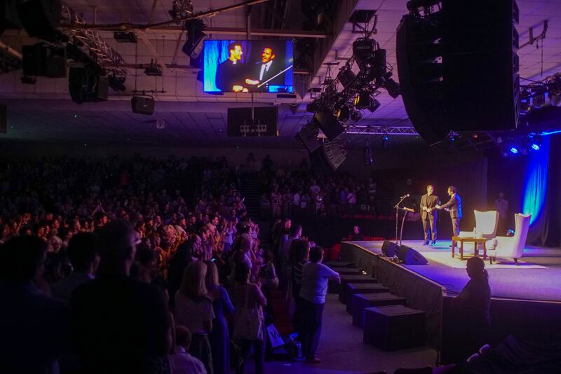 Fr Mike Schmitz speaks to a sold out crowd in Dublin's National Stadium