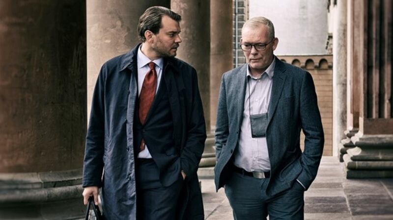 Pilou Asbæk and Søren Malling in The Investigation