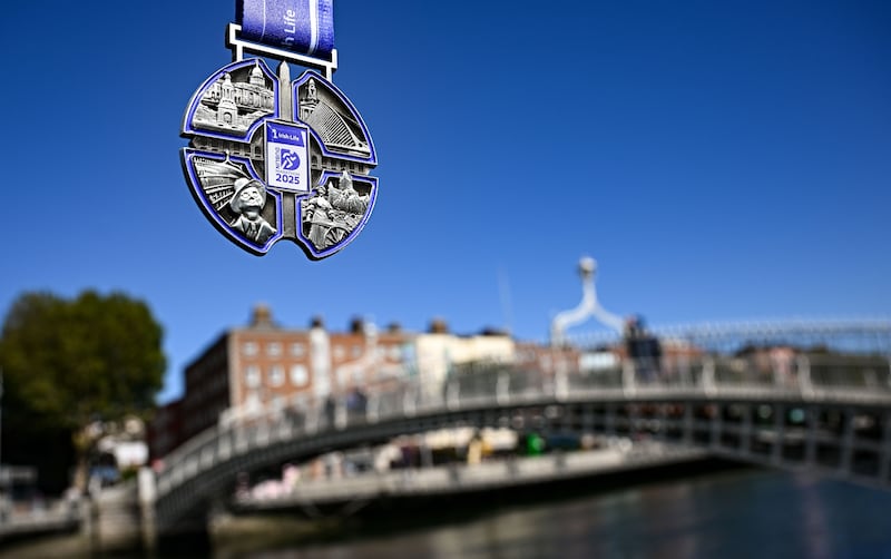 The 2025 Irish Life Dublin Marathon medal. Photograph: Sportsfile