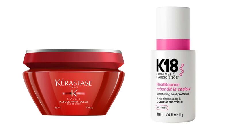 Kérastase Soleil Masque UV Defense Active (€52 from millies.ie) and K18 HeatBounce Conditioning Heat Protectant (€26 from spacenk.ie)