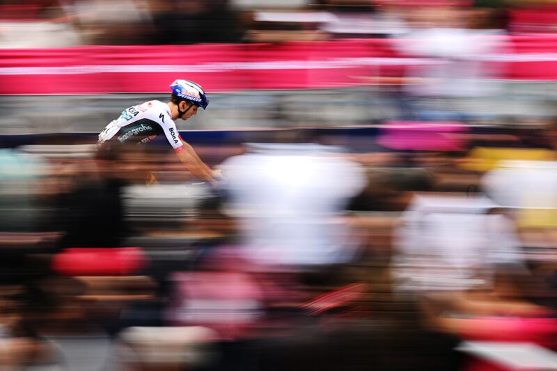 Jai Hindley of Australia and Team Red Bull-Bora-Hansgrohe during this year's Giro d'Italia. Photograph:  Dario Belingheri/Getty Images