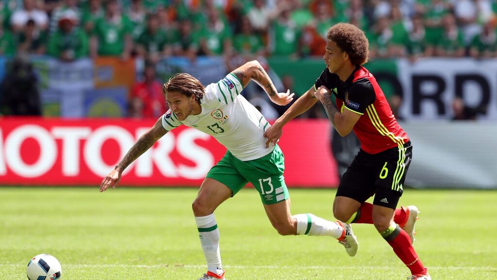 Jeff Hendrick had a difficult afternoon aganist Belgium in Bordeaux, as Ireland were beaten 3-0 to leave their Euro 2016 hopes hanging by a thread. Photograph: PA