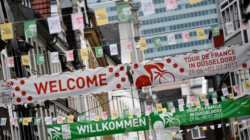 Where it all begins - the opening stage of the 2017 Tour de France is in Düsseldorf. Photograph: Jeff Pachoud/AFP
