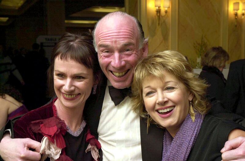 Agent Teri Hayden (right) with actor John Kavanagh and his wife Anne at the Irish Times/ESB Irish Theatre Awards in Dublin in 2002. Photograph: Frank Miller