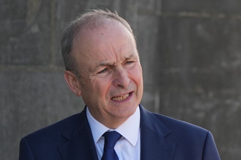 Taoiseach Micheal Martin arrives for the funeral Mass for Dr Martin Mansergh, at St Mary's Church, Tipperary. Dr Mansergh, a senior adviser to several taoisigh, died in Morocco on September 26th. Photograph: Niall Carson/PA Wire