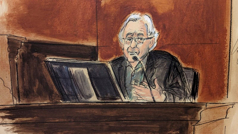 Robert De Niro gives evidence in Manhattan federal court in New York. Sketch: Elizabeth Williams via AP