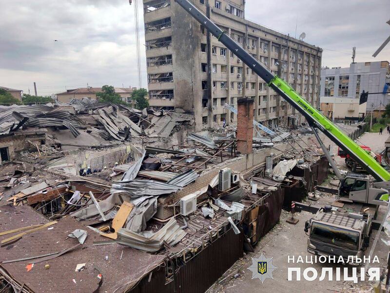 The destroyed  Ria Pizza restaurant of Kramatorsk. Photograph: National Police of Ukraine via AP