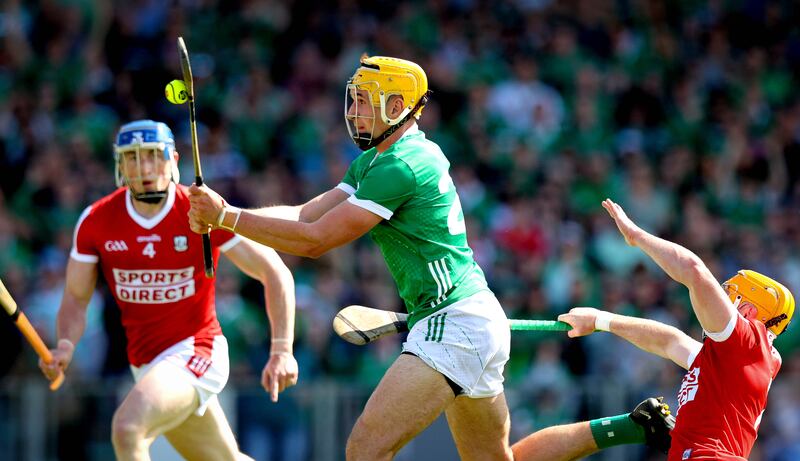 Limerick’s Cathal O’Neill scores the second goal of the game. Photograph: Ryan Byrne/Inpho