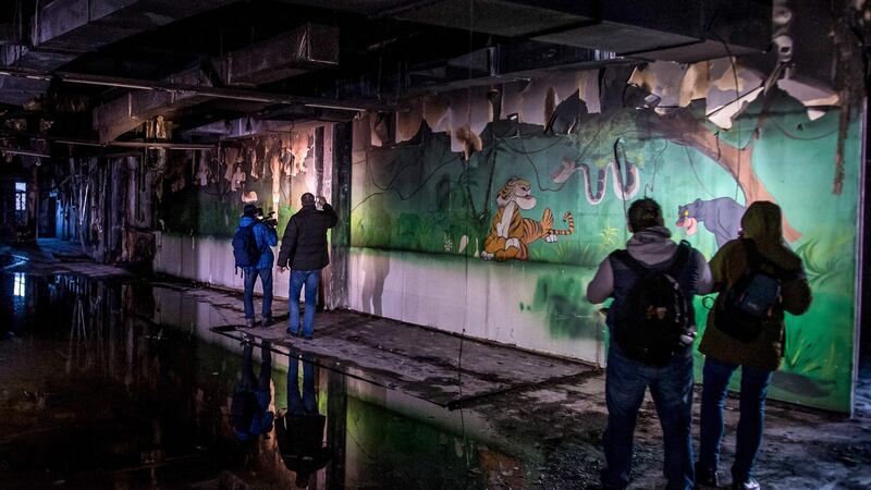 A picture shows a petting zoo area in the fire-gutted shopping mall in Kemerovo. Photograph: AFP