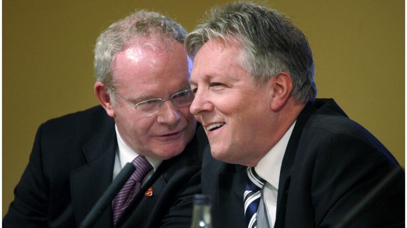 Martin McGuinness and Peter Robinson. Photograph: Brenda Fitzsimons / The Irish Times