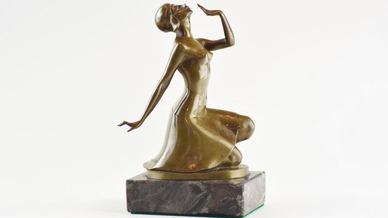 German art deco bronze of a woman blowing a kiss, signed by Hermann Nonnenmacher circa 1930. €2,800 at Niall Mullen Antiques.