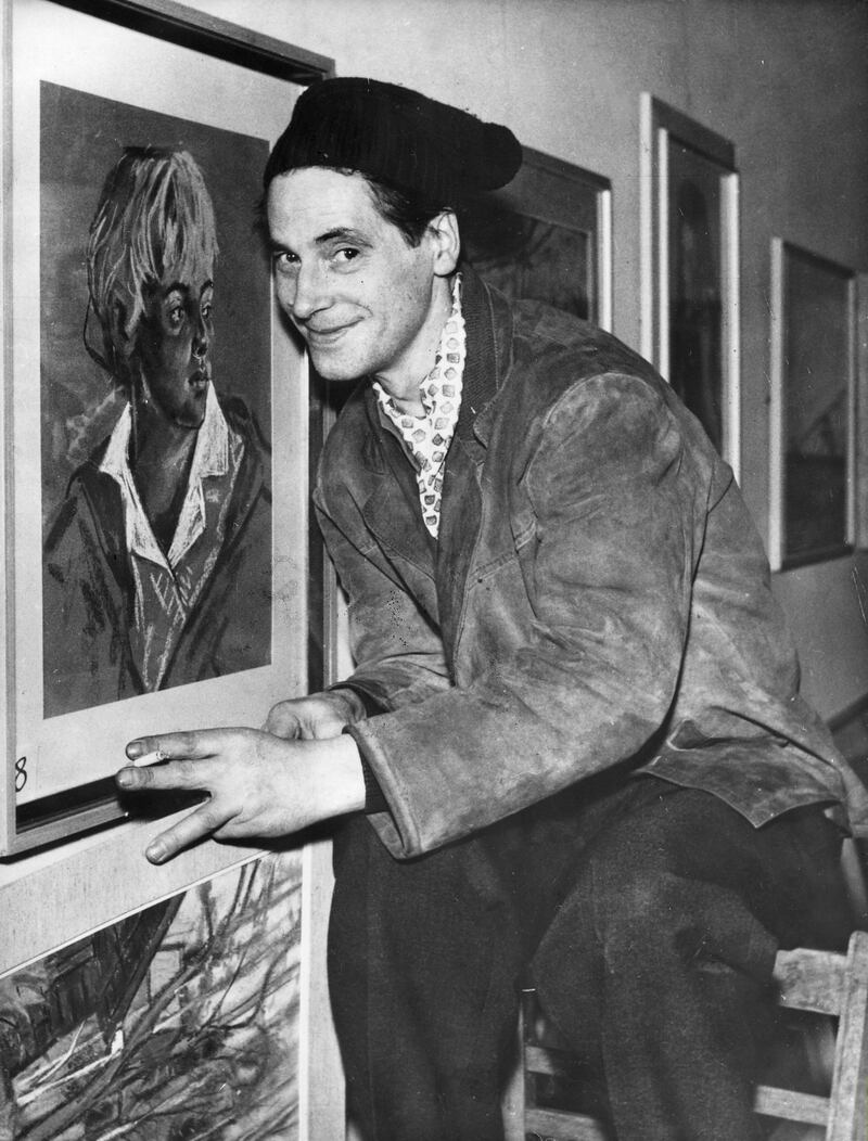 Art forger Lothar Malskat with one of his paintings in 1959. Photograph: Ullstein Bild via Getty