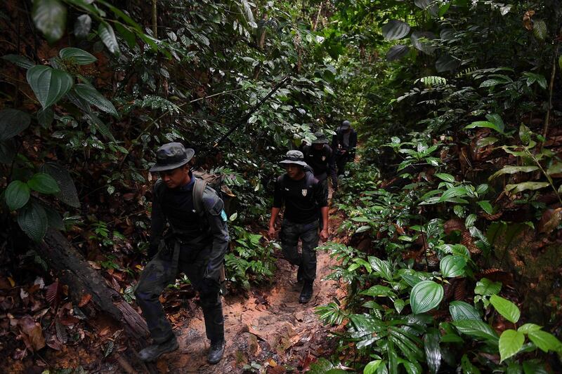 Nóra Quoirin: a search-and-rescue team on Mount Berembun. Photograph: Mohd Rasfan/AFP/Getty