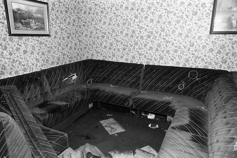 The interior of the Rising Sun bar in Greysteel, Co Derry, after seven people were shot dead there by the UDA in October 1993. Photograph: PA