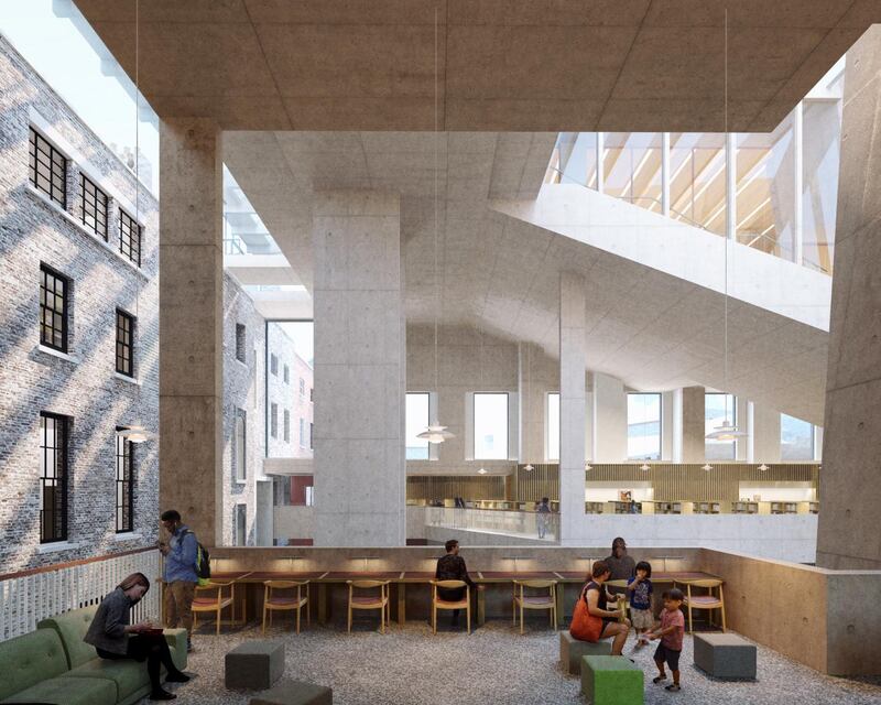 Pritzker Architecture Prize: Grafton Architects’  planned central library for the Parnell Square cultural quarter in Dublin. Rendering courtesy of Grafton Architects