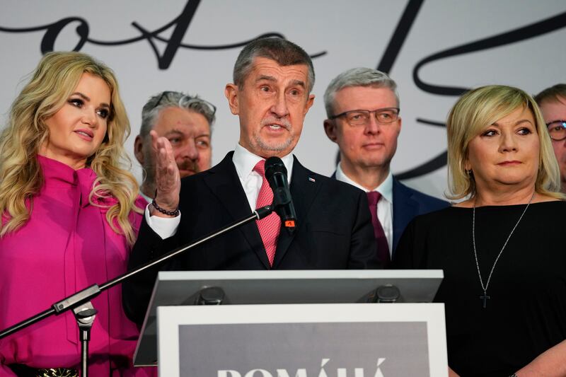 Billionaire Andrej Babis (centre). Photograph: Petr David Josek/AP