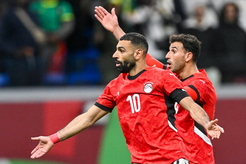 Egypt's Mohamed Salah and Hamdy Fathy during the Africa Cup of Nations semi-final against Senegal. Photograph: Sebastien Bozon/AFP via Getty Images