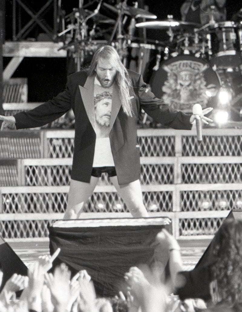 Axl Rose of Guns 'N' Roses performing at Slane in 1992. Photograph: Matt Kavanagh