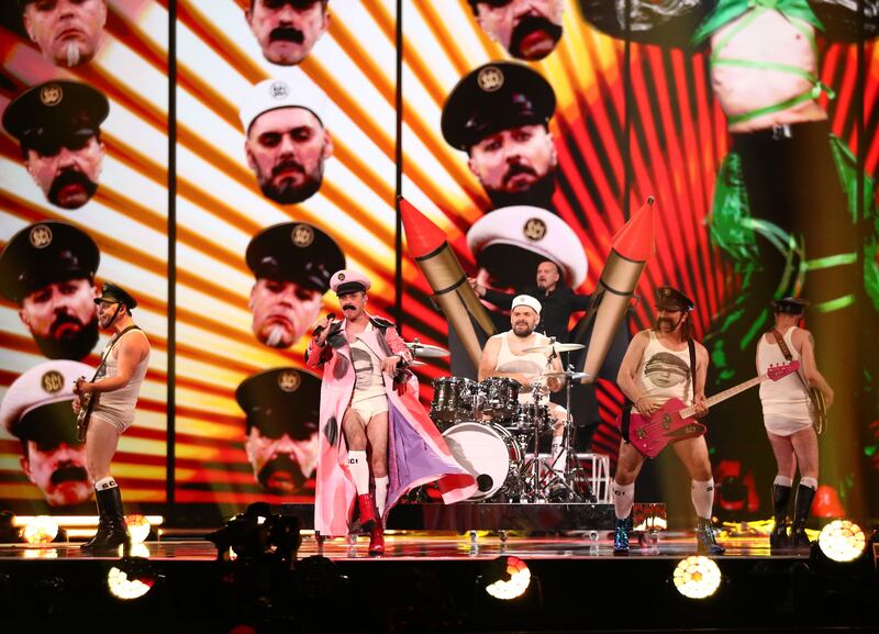 Croatia's Let 3 rehearse ahead of tonight's semi-final. Photograph: Adam Vaughan/EPA