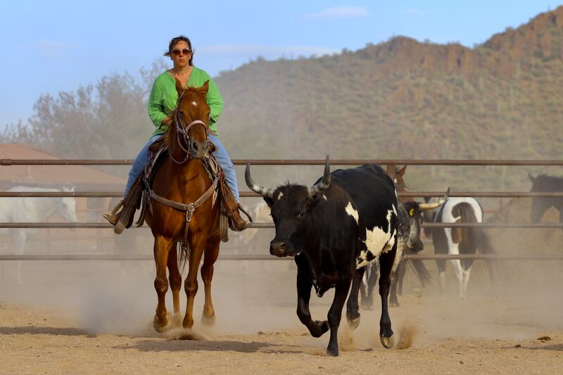 Gemma Tipton rides Rocky at White Stallion Ranch. Photograph: Carol Bachmann