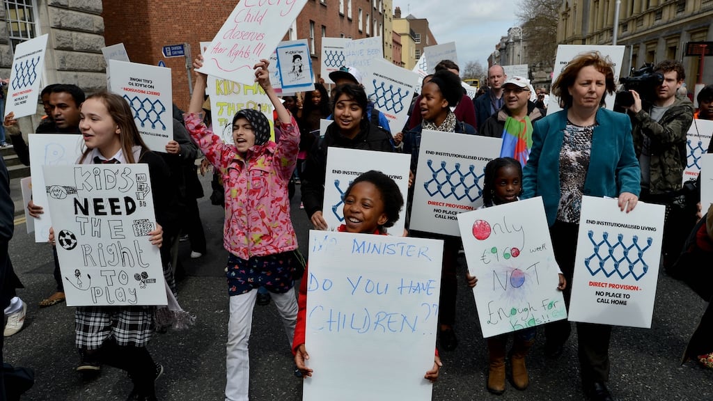 Asylum seekers, refugees and human rights supporters calling for an end to the system of direct provision in 2013. Photograph: David Sleator