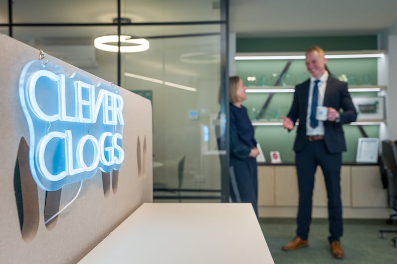 Clever Clogs founder Joanne O’Grady and Zac O’Keeffe, a business banking relationship manager at AIB