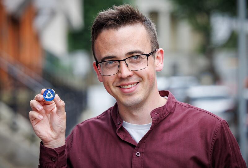 Chris Joyce, from Galway, celebrates five years of recovery from gambling and alcohol addiction last September. Photograph: Marc O'Sullivan