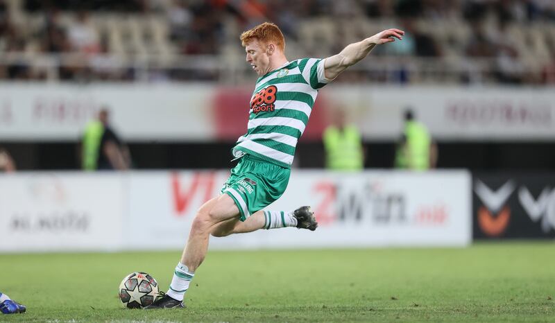 Shamrock Rovers Rory Gaffney scores a goal. Photograph: Kostadin Andonov/Inpho