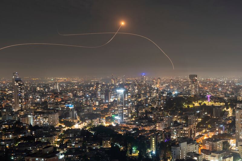 Israeli Iron Dome air defence system fires to intercept a rocket fired from the Gaza Strip. Photograph: Oded Balilty/AP