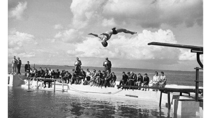 The Irish Swimming and Diving Championships taking place at Blackrock baths, south Co Dublin, in 1958. photograph: irish photo archive