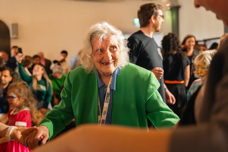 Sadie Molloy (93), originally from Loughgall, Co Armagh, enjoys the London Irish Centre's 70th anniversary celebrations. Photograph: Mark Paul