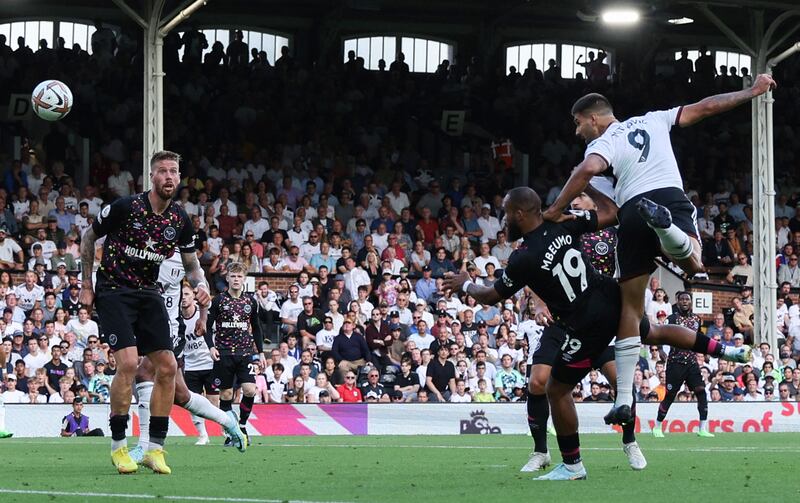 Fulham's Serbian striker Aleksandar Mitrovic scores the winner at Craven Cottage. Photograph: Adrian Dennis/AFP via Getty Images 