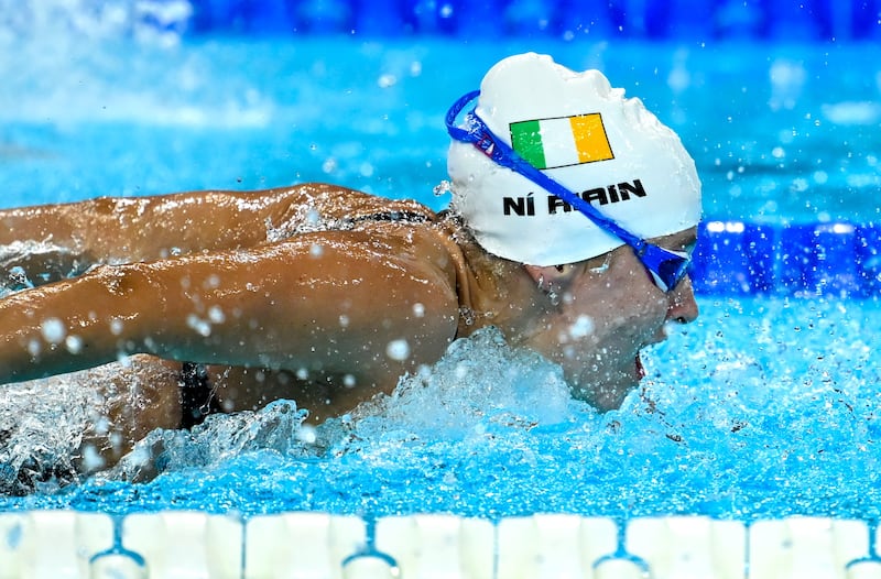 Róisín Ni Riain of Ireland in action during the women's 100m butterfly S13 heats on day one of the Paris 2024 Paralympic Games. Photo by Sportsfile.