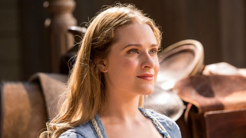 Westworld’s beautiful android Dolores, a character that exists only to be raped, killed, and resurrected and subjected to this fate time and time again