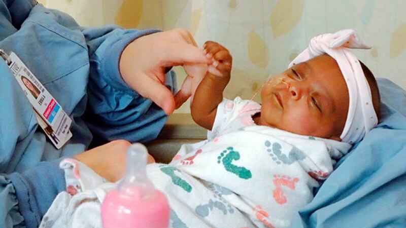 Saybie pictured at the hospital in San Diego in April, 2019. Photograph: Sharp HealthCare via AP