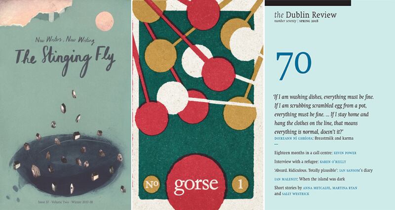 Covers from The Stinging Fly, gorse, and the Dublin Review