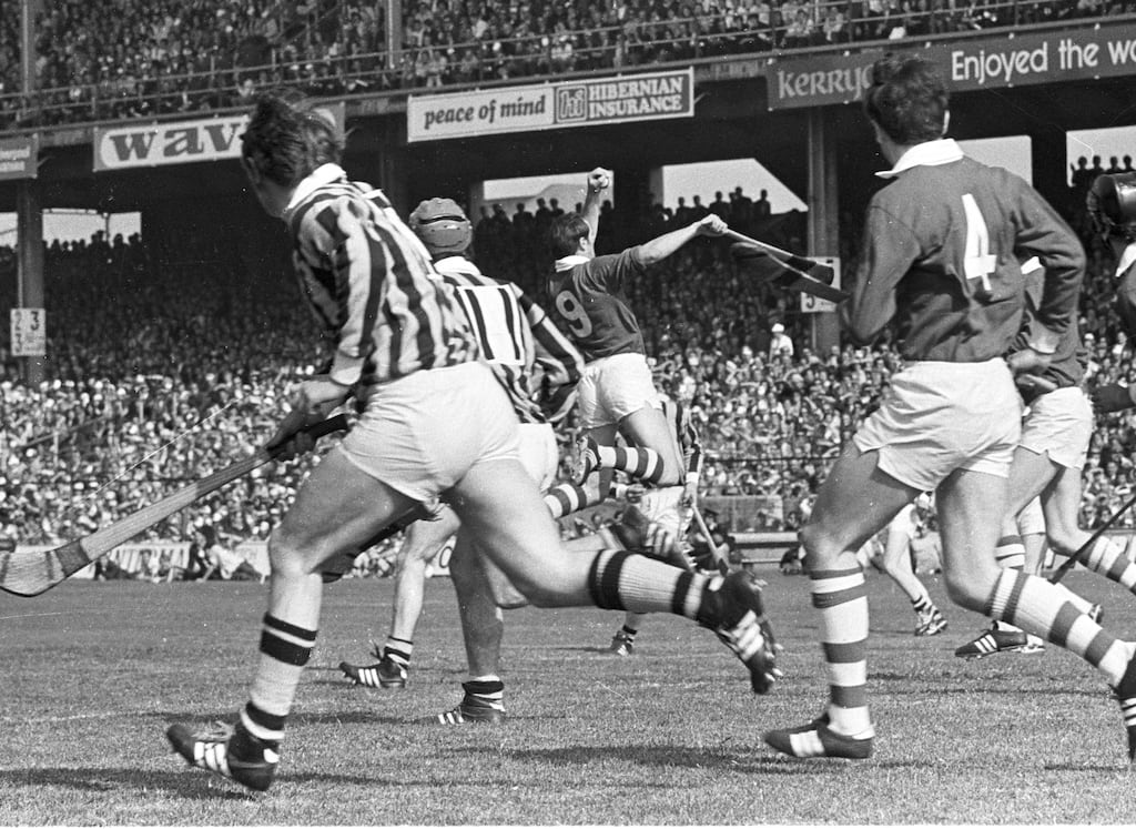 Denis Coughlan, the Cork midfielder, makes a spectacular catch in the first half of the 1972 All-Ireland final. Photograph: Pat Langan