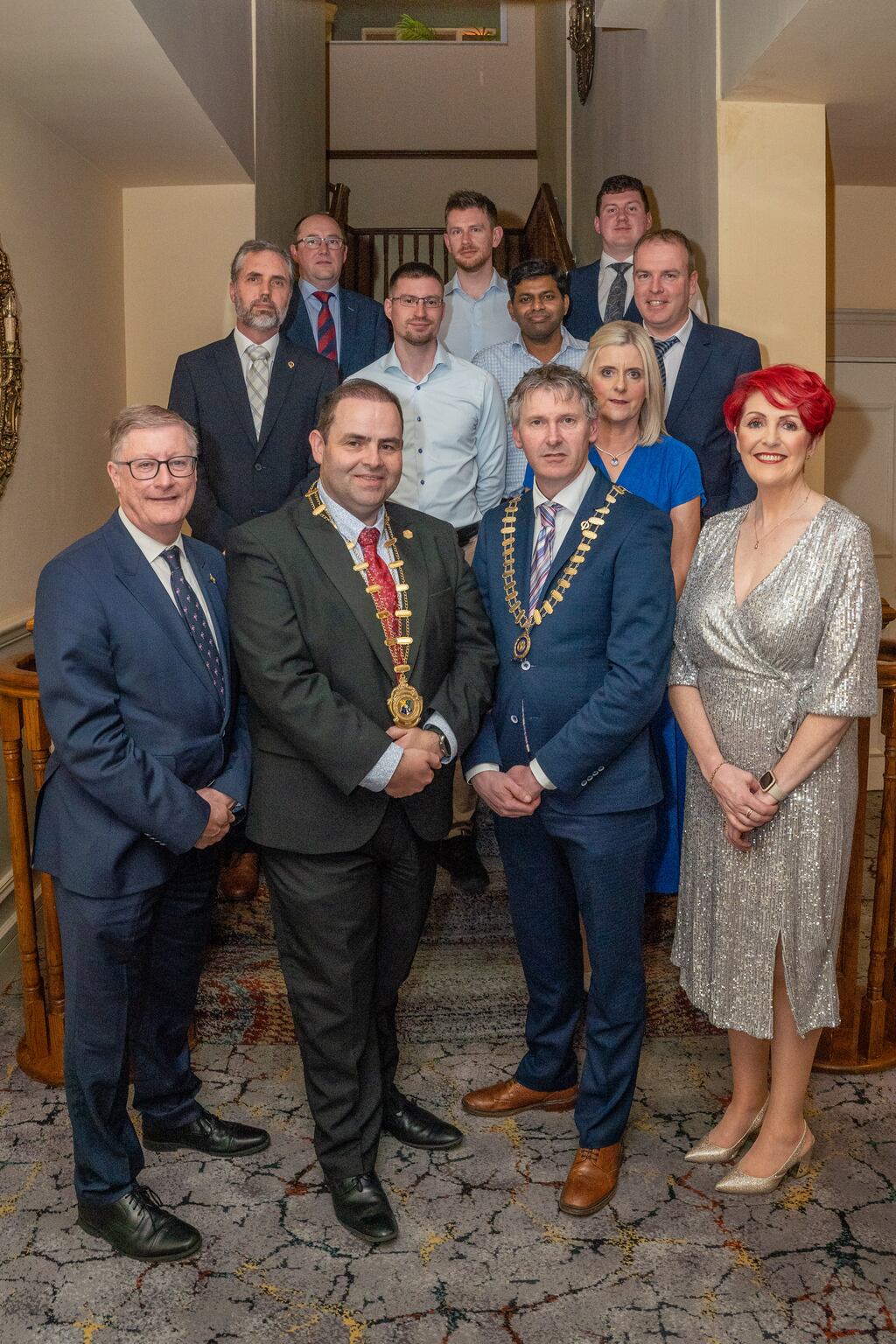Engineers Ireland director general Damien Owens (left), president Edmond Harty, West region chair Shane Newell and director of membership Shirley McDonald with recipients of EI professional titles